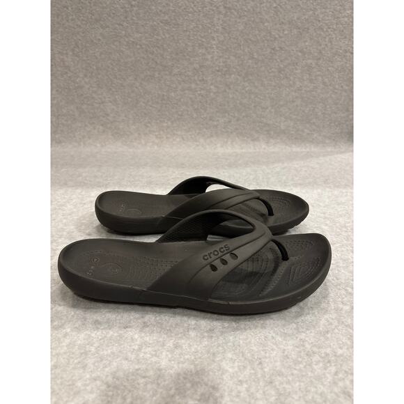 Crocs Kadee Women's Size 11 Black Lightweight Waterproof Thong Sandals Slippers - Picture 6 of 9